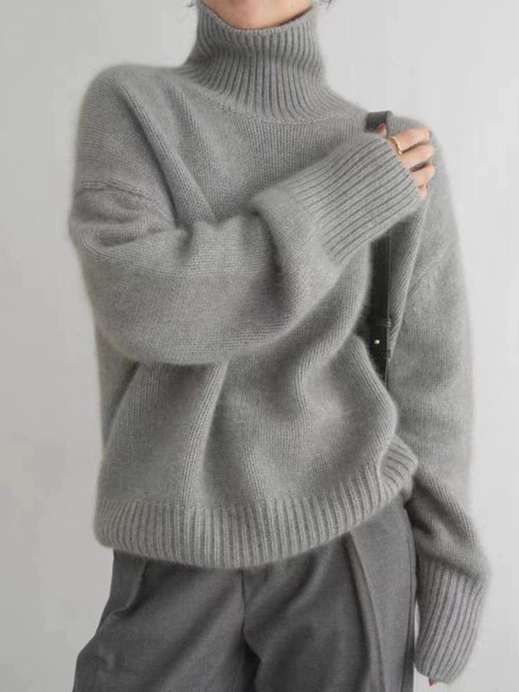 Grey Turtleneck Skirt Outfit