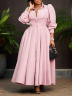 Puff-Sleeve Shirt Dress