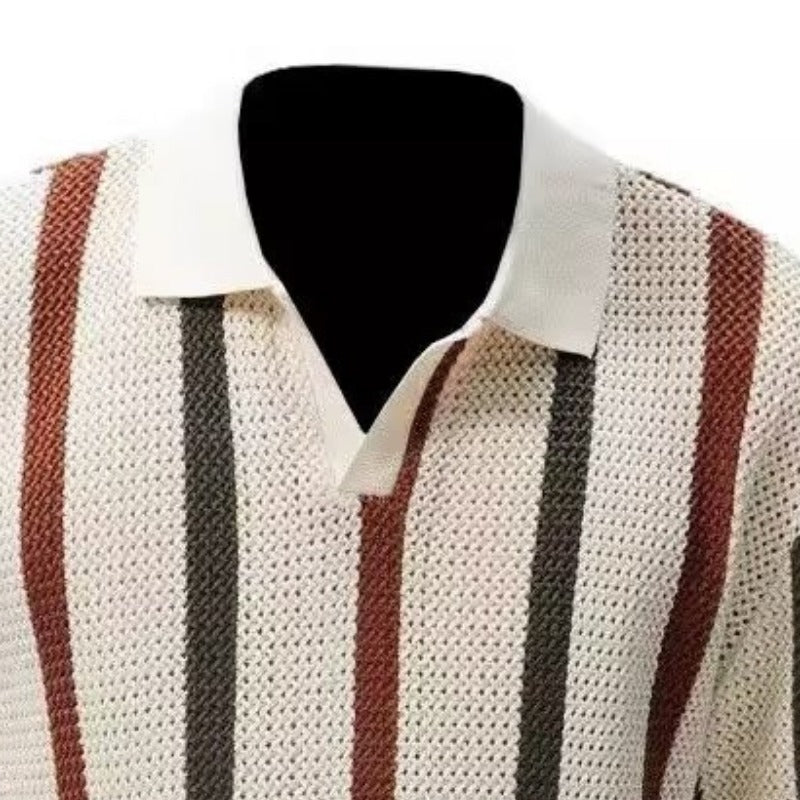 Open-Knit Stripe Polo — detail