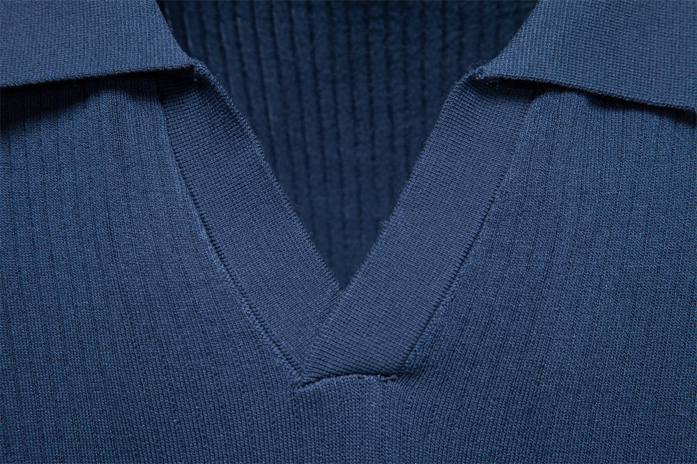 Ribbed Open-Collar Polo — detail