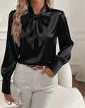 Women's Satin Bow Blouse