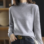 Half-neck knitted sweater, loose-fitting top