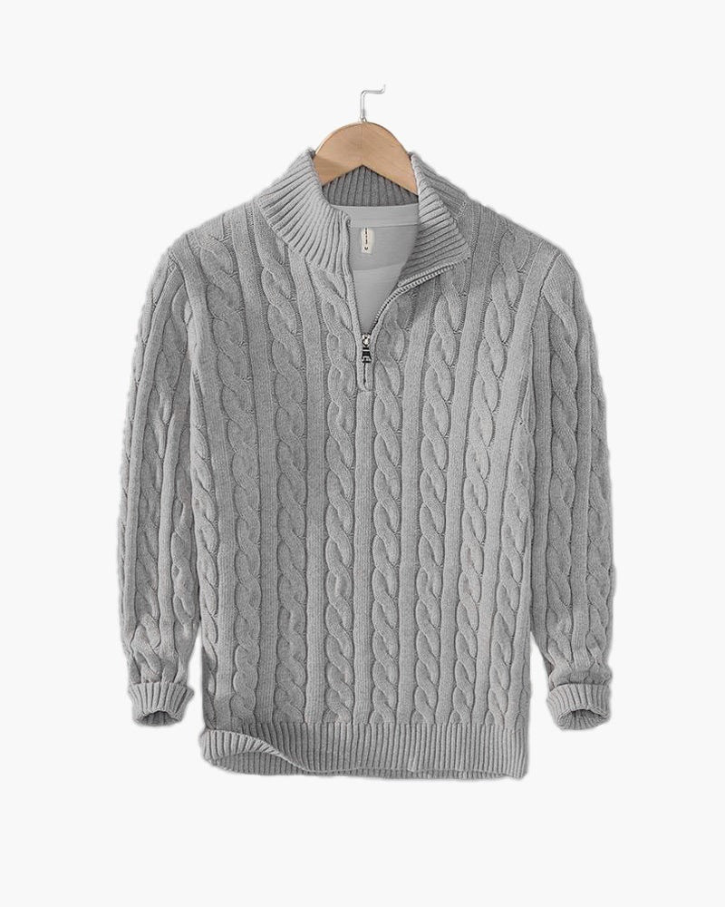 Cotton Cable-Knit Half-Zip Sweater