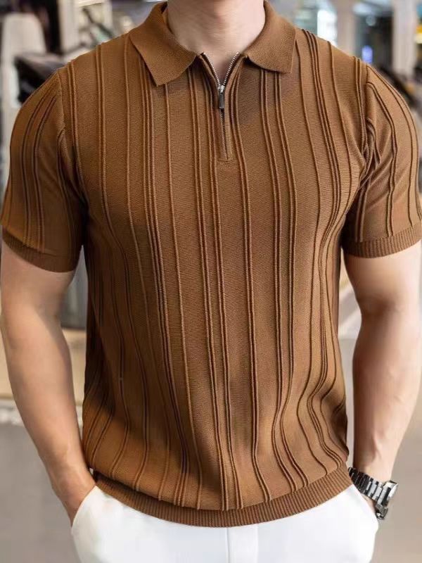 Ribbed Half-Zip Polo