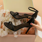 Ankle-Strap Stiletto Sandals — still life