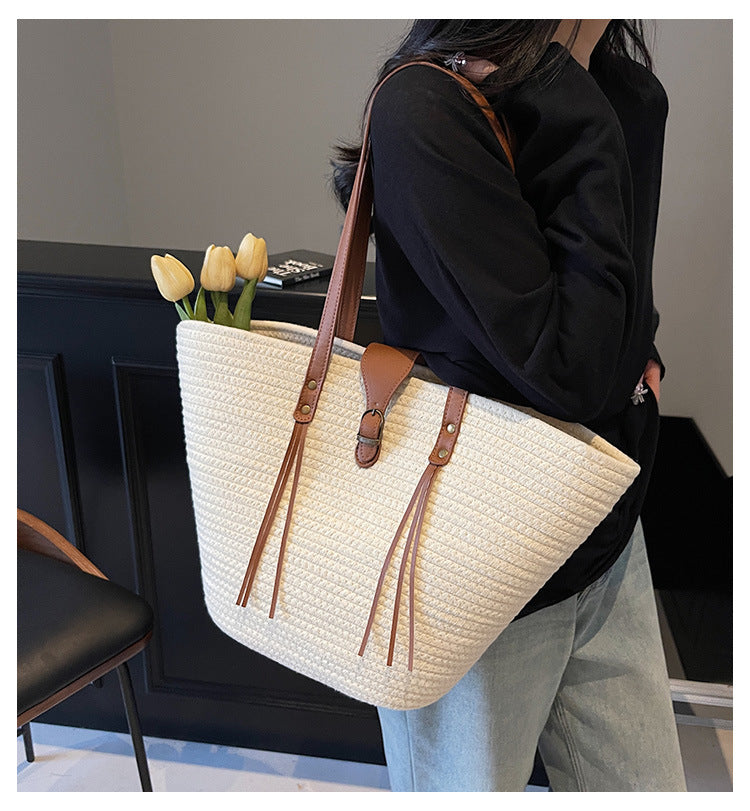 Cotton Braided Market Tote — detail