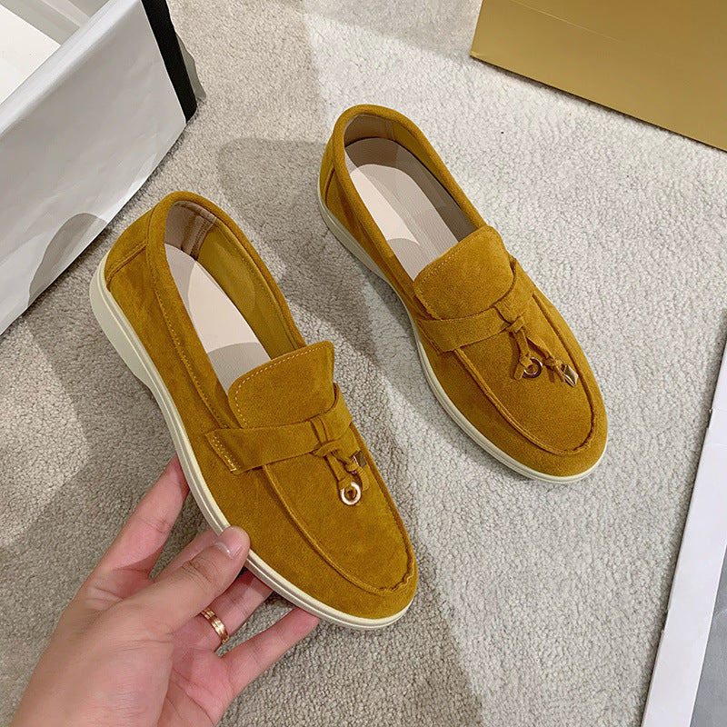 Charm-Tassel Suede Loafers