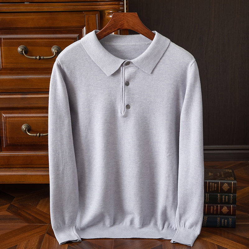 Button-Collar Polo Sweater