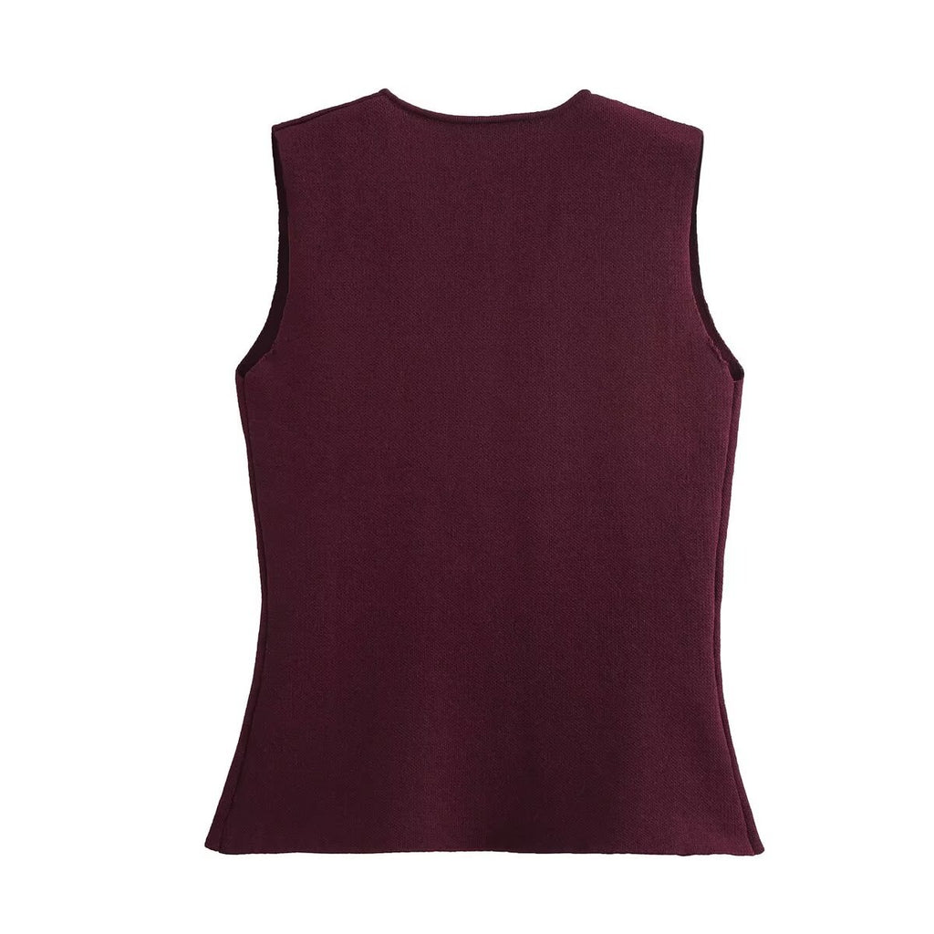Two-Button Knit Vest — back view
