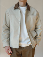 Contrast-Collar Chore Jacket