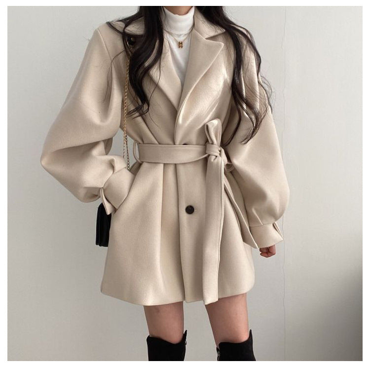 Belted Swing Coat — detail