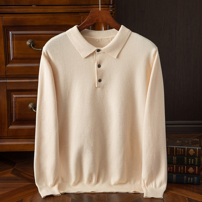 Button-Collar Polo Sweater