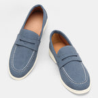 Topstitched Cream-Sole Loafers