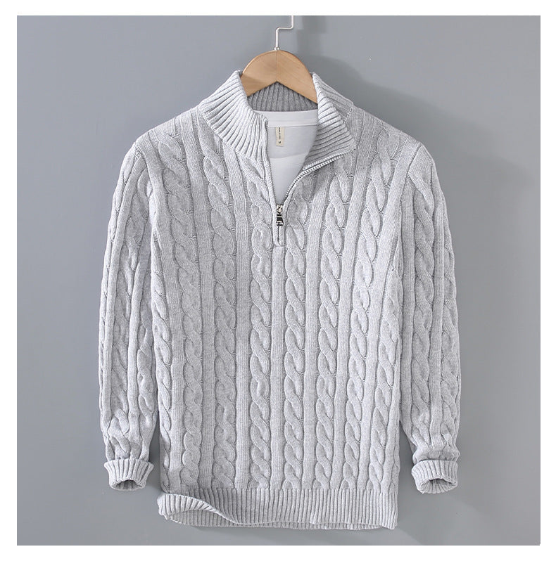 Cotton Cable-Knit Half-Zip Sweater