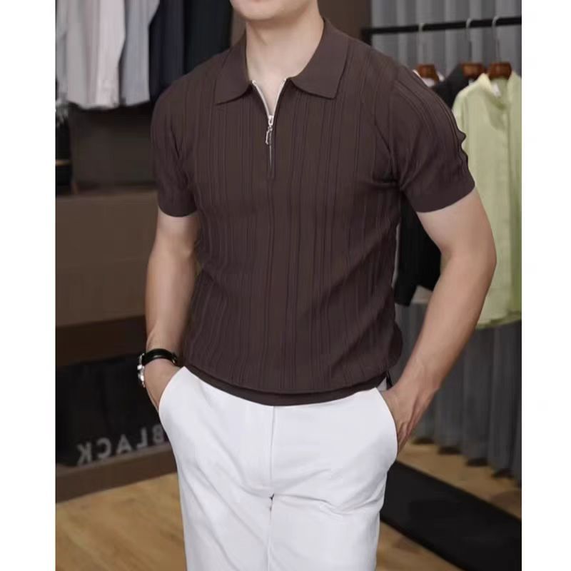 Ribbed Half-Zip Polo