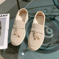 Charm-Tassel Suede Loafers