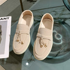 Charm-Tassel Suede Loafers