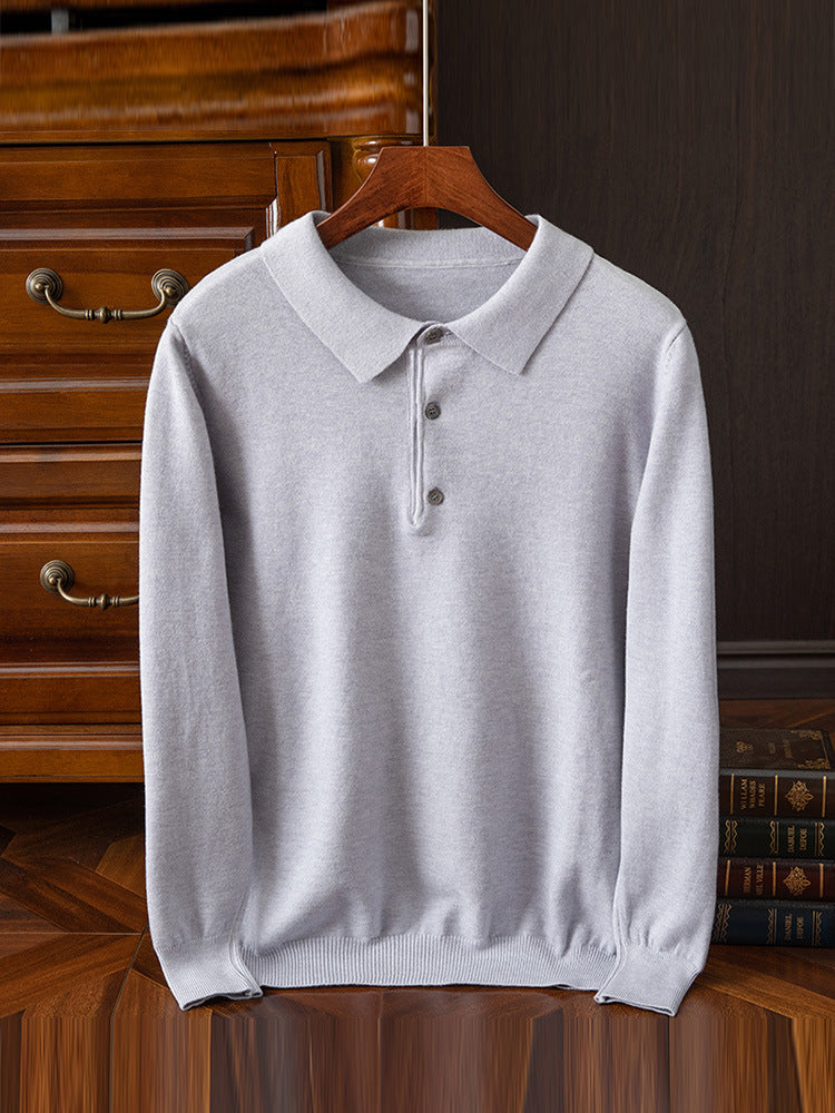 Button-Collar Polo Sweater