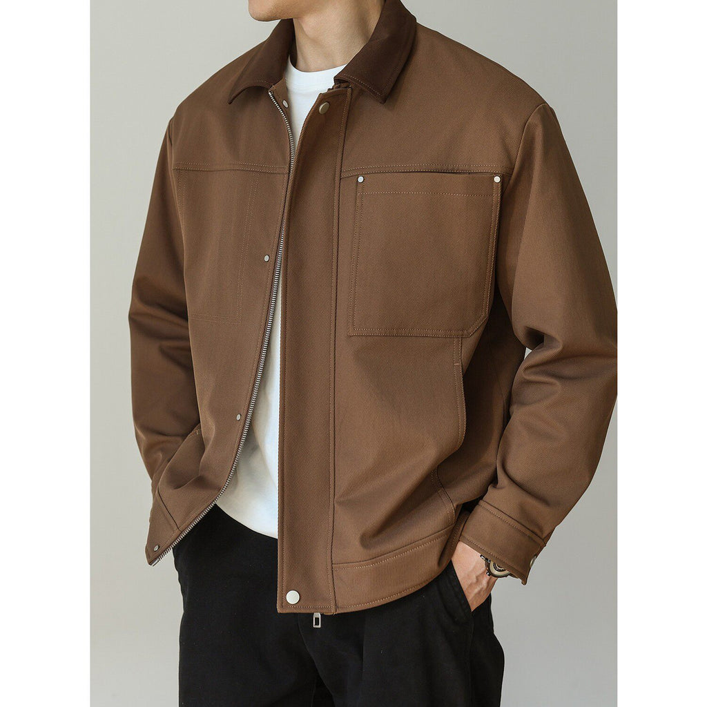 Contrast-Collar Chore Jacket
