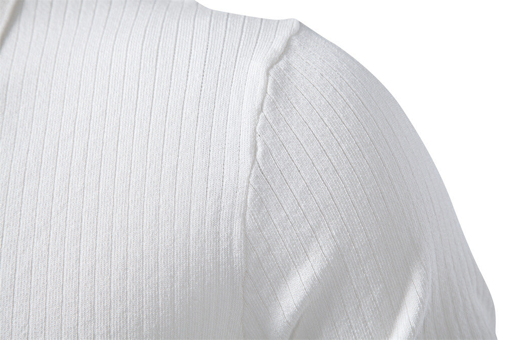 Ribbed Open-Collar Polo — detail