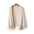 Draped Wool Shawl Cardigan in Cream — flat lay