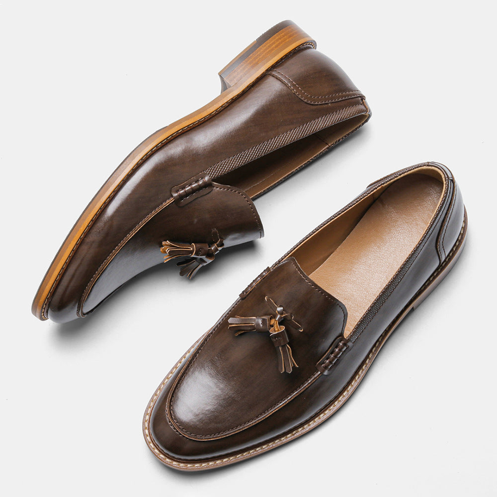 Burnished Tassel Loafers — detail