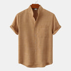 Band-Collar Pocket Shirt