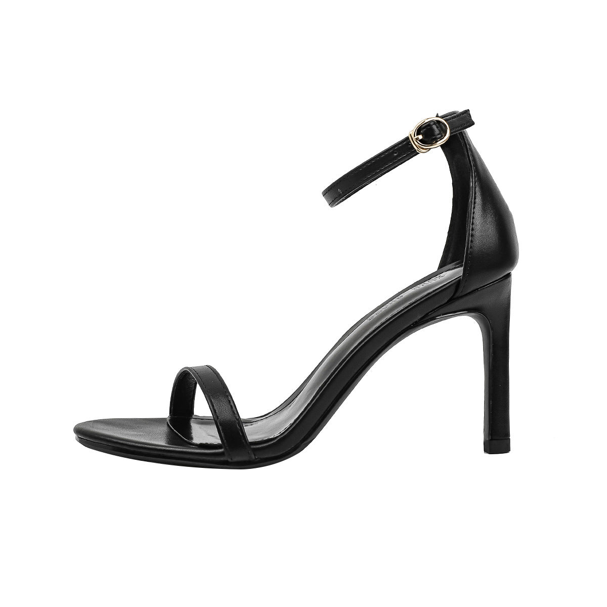 Ankle-Strap Stiletto Sandals in Black / 3.9 in Heel — still life