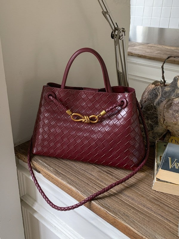 Woven Knot Top-Handle Bag