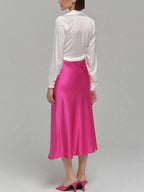 Satin Midi Slip Skirt — back view