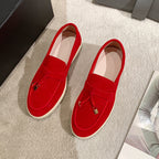 Charm-Tassel Suede Loafers