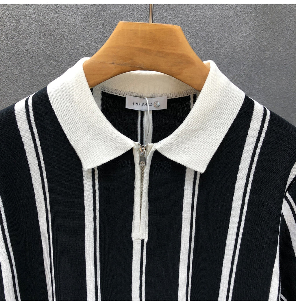 Zip Stripe Polo — detail