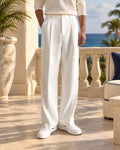 Wide-Leg Corduroy Trousers in White — on model