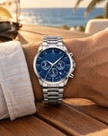 Multi-Dial Chronograph Watch in Silver/Blue — on model