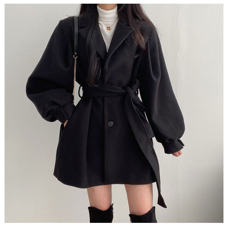 Belted Swing Coat — detail