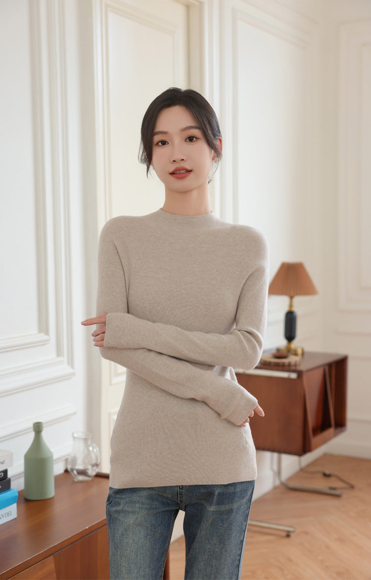 Fine-Rib Layering Sweater — on model