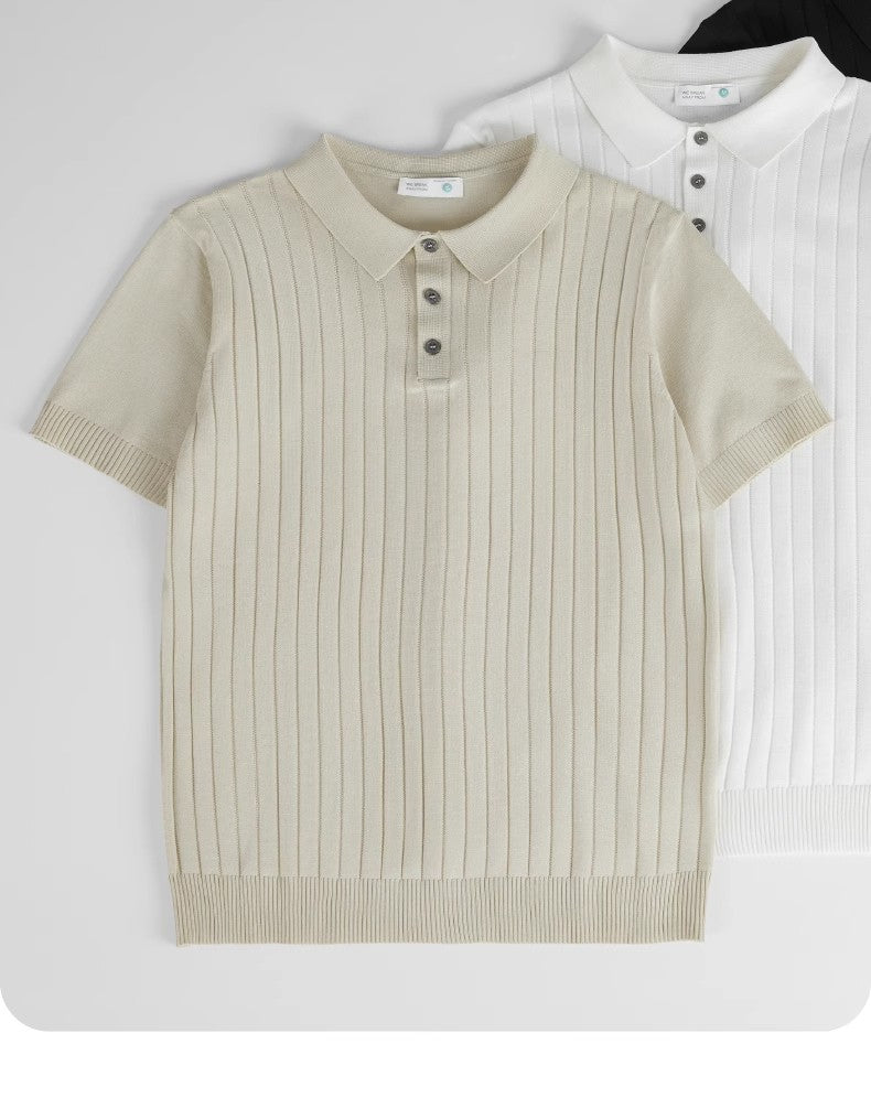 Ribbed Knit Polo — detail