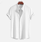 Corduroy Band-Collar Shirt