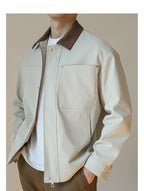 Contrast-Collar Chore Jacket — detail