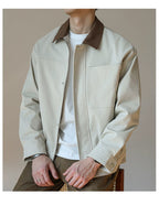 Contrast-Collar Chore Jacket — detail