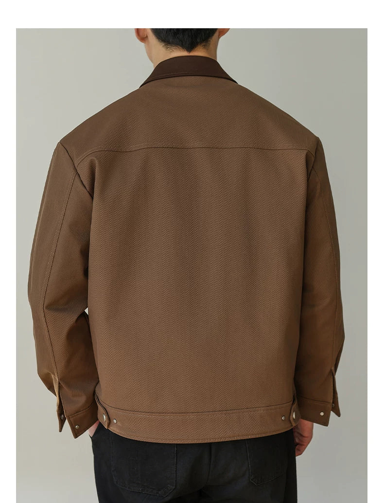 Contrast-Collar Chore Jacket — detail