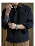 Contrast-Collar Chore Jacket — detail