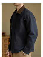 Contrast-Collar Chore Jacket — detail