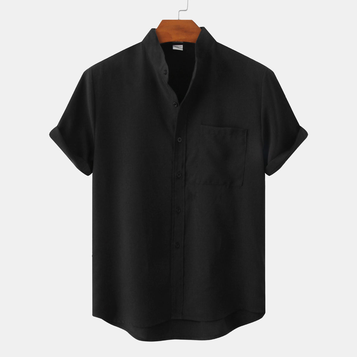 Band-Collar Pocket Shirt