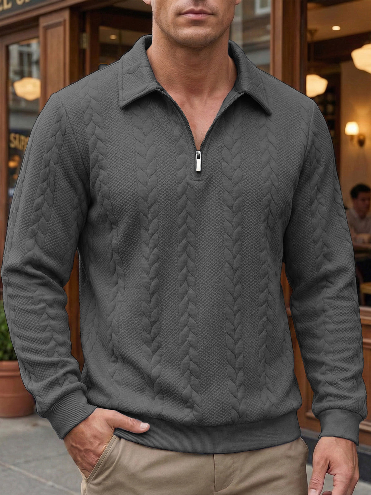 Textured Quarter-Zip Sweater
