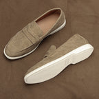 Topstitched Cream-Sole Loafers — detail
