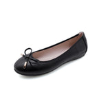 Foldable Bow Ballet Flats in Black — still life