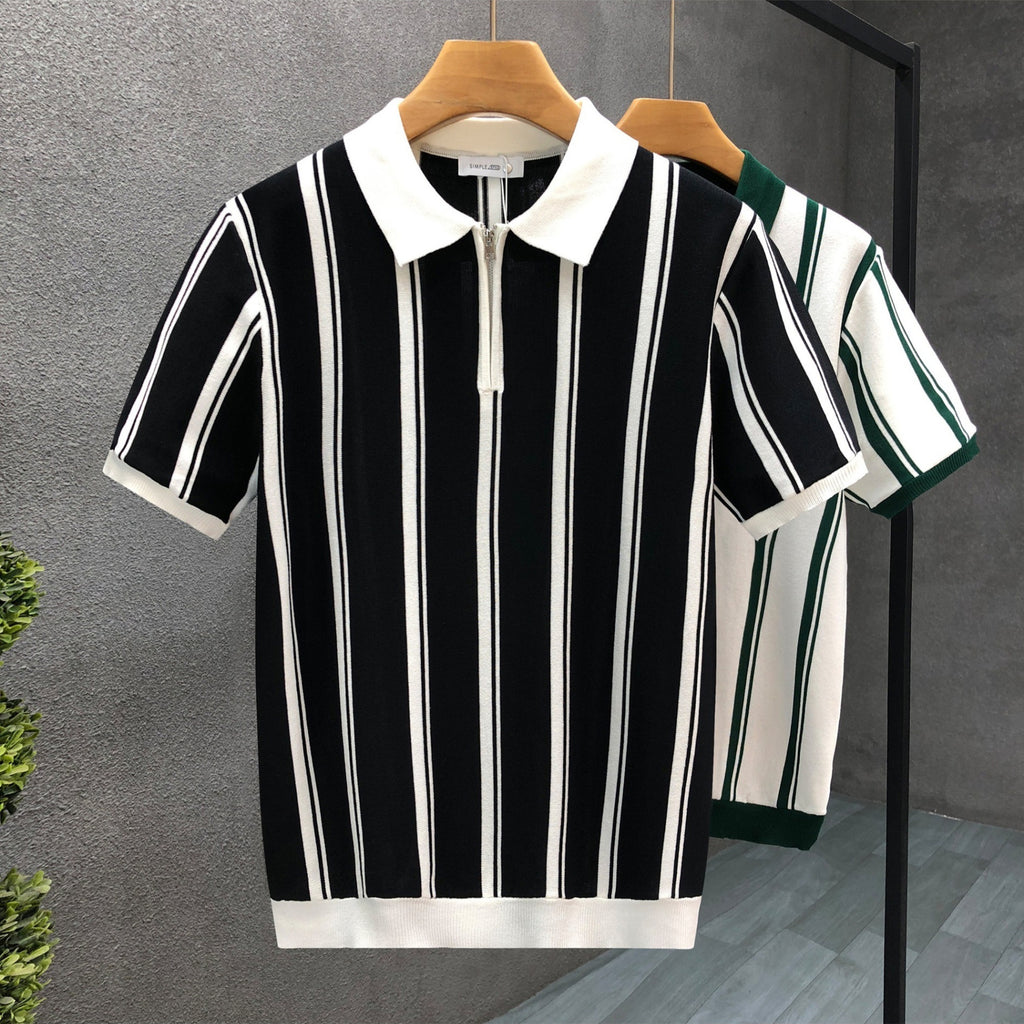 Zip Stripe Polo