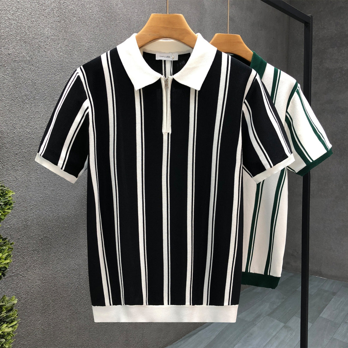 Zip Stripe Polo