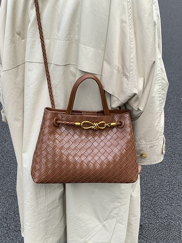 Woven Knot Top-Handle Bag